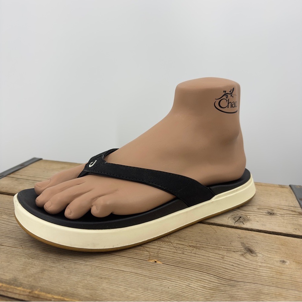 OluKai Women's Nu'a‎ Pi'o Sandals in Black Size 10 Beach Flip Flops Authentic 40 - Picture 2 of 16
